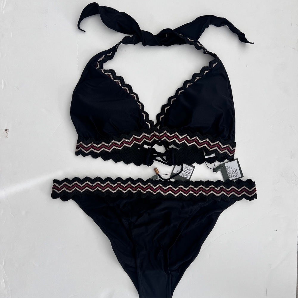 Despi Black Bikini Set | Fixed Triangle Top & Full Bottom New with Tags